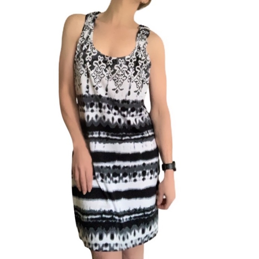 Dotti Black White Tie Dye Ethic Pattern Racerback Dress Coverup Size Med - Picture 5 of 15